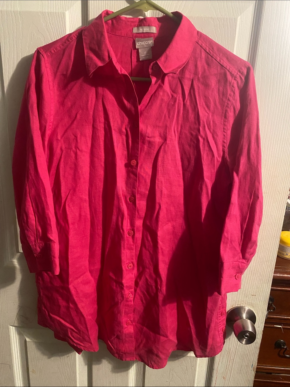 Chico's Bright Hot Pink Button-Down Shirt